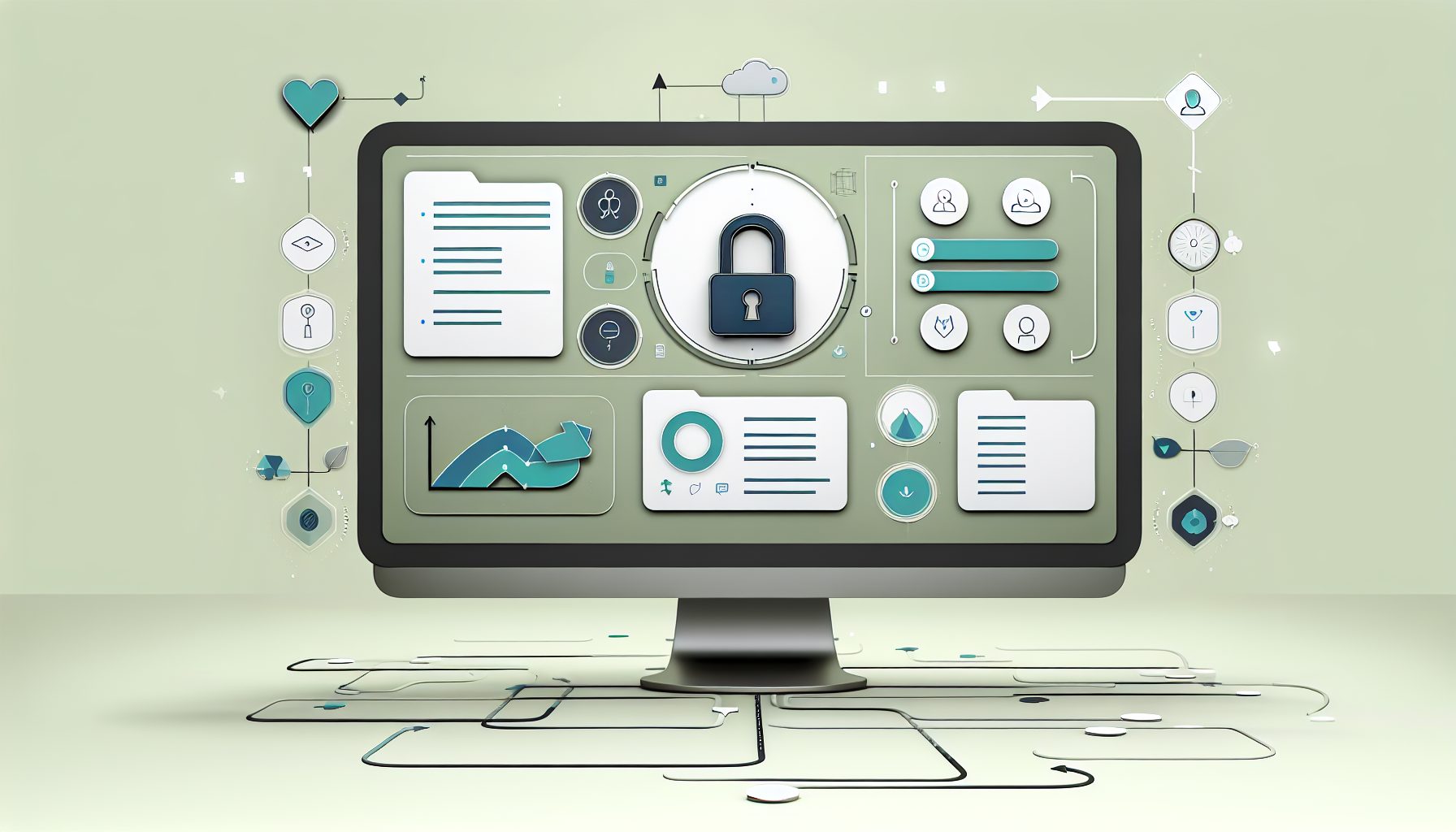 Minimalist SaaS admin panel on a desktop, featuring user management and analytics in soft colors.
